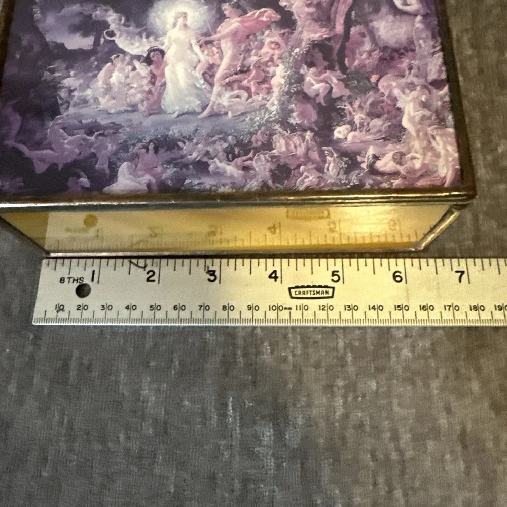 Vtg Glass And Brass Mirrored Jewelry Box Oberon‎ & Titania Unbranded